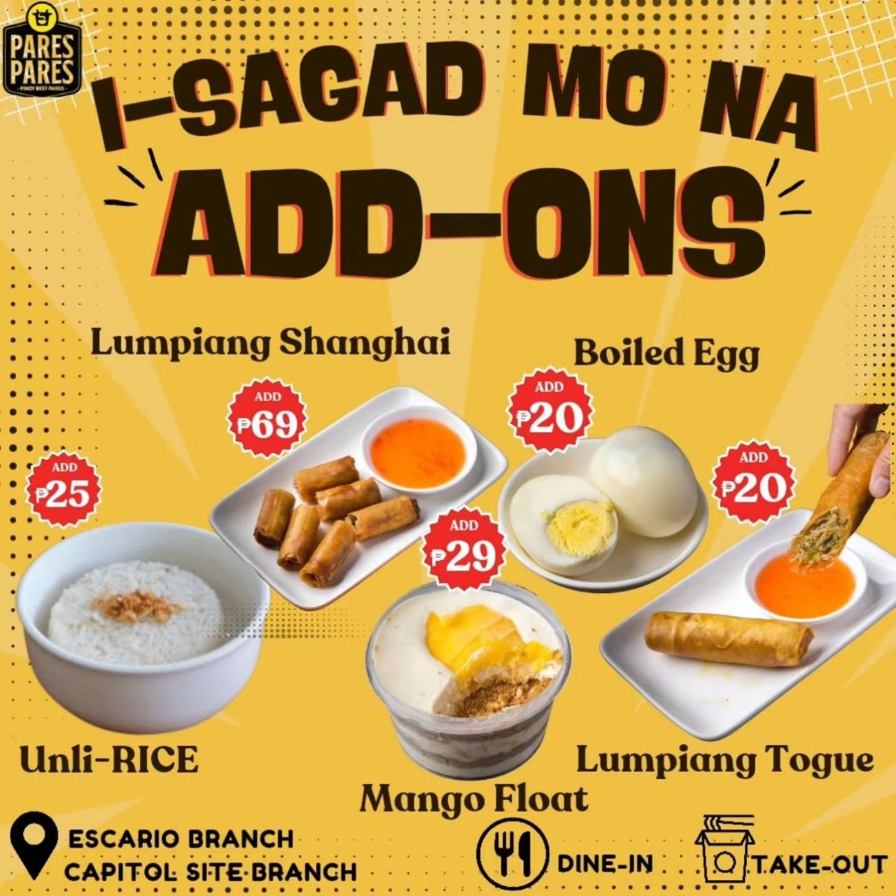 Pares Pares (N. Escario Street) — Menu reference